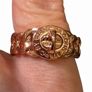 Marc by Marc Jacobs Ring 5.75 Rose Gold Tone Turnlock Logo Chain